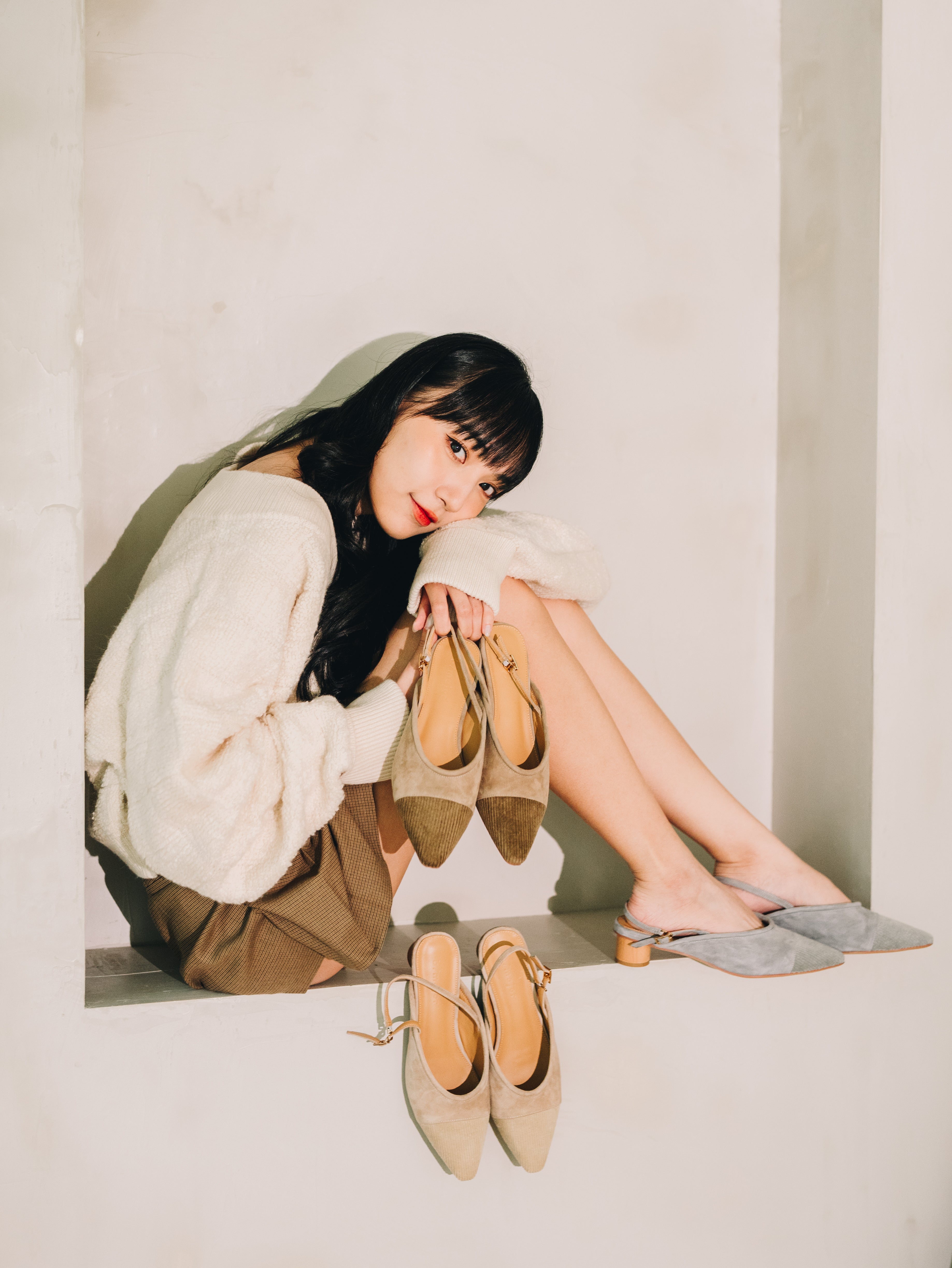 LUMI Slingback Flats - Grey