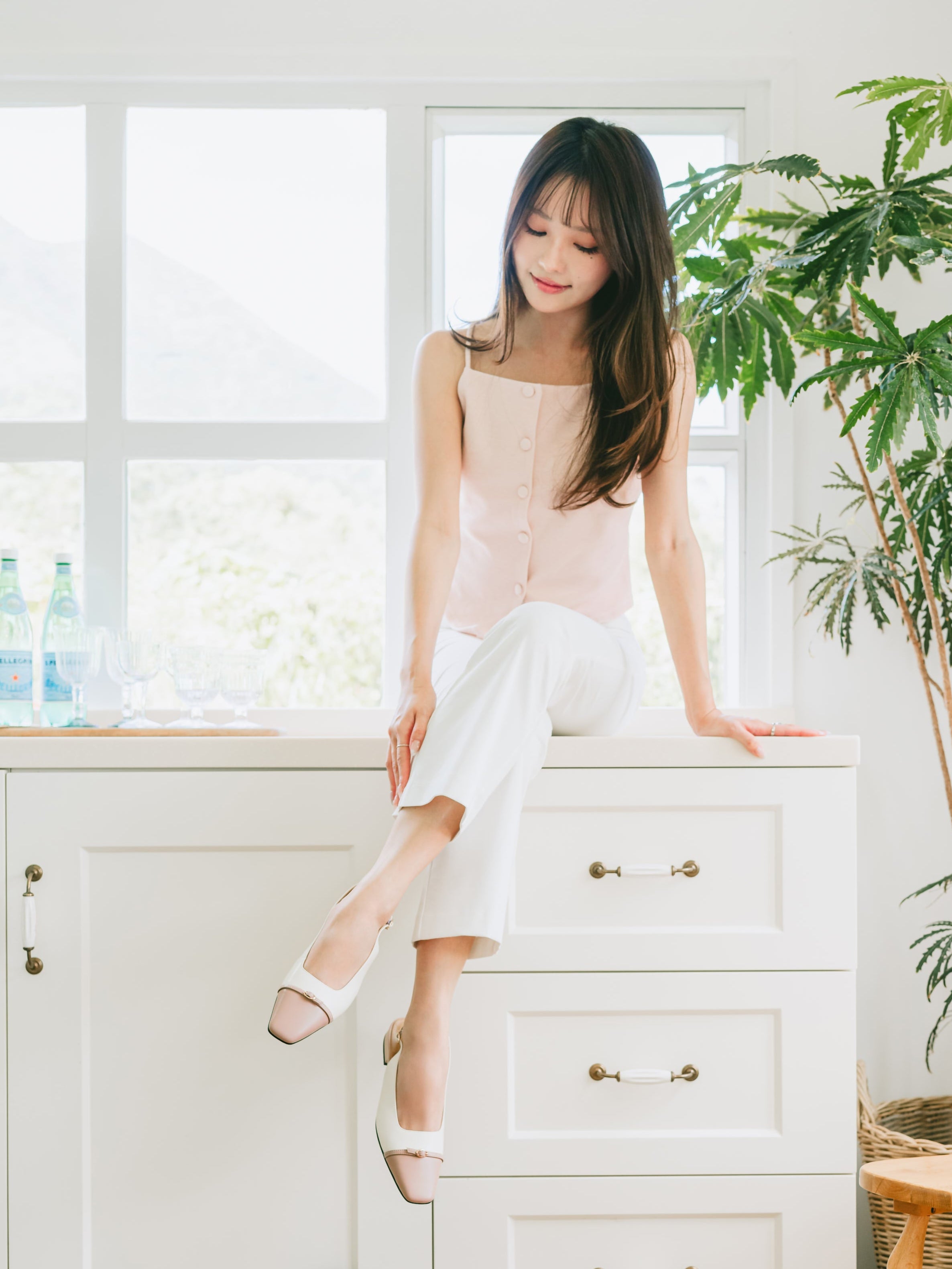 Mia Slingbacks - Pink/White