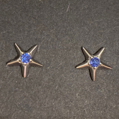 ACCESSORY/Star Studs/Silver+Blue stone